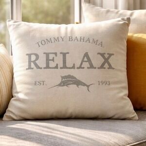 Tommy Bahama Throw Pillow 16" x 16" Cream Relax Marlin Coastal Decor